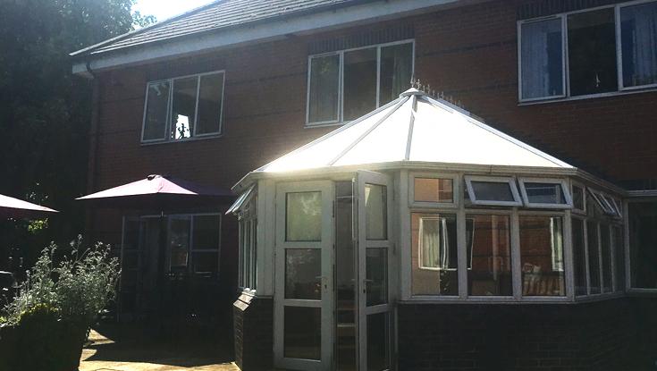 conservatory in a care home from outside